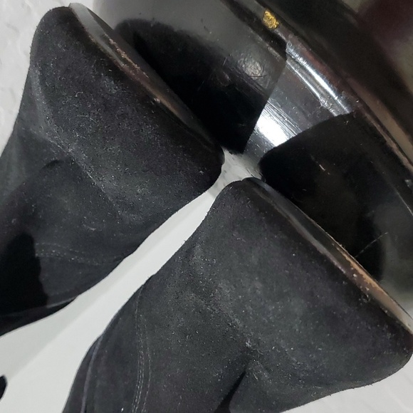 JOIE Leather SUEDE BLACK WEDGE Boots SIZE 41 POINTED ROUND TOE - Picture 10 of 13